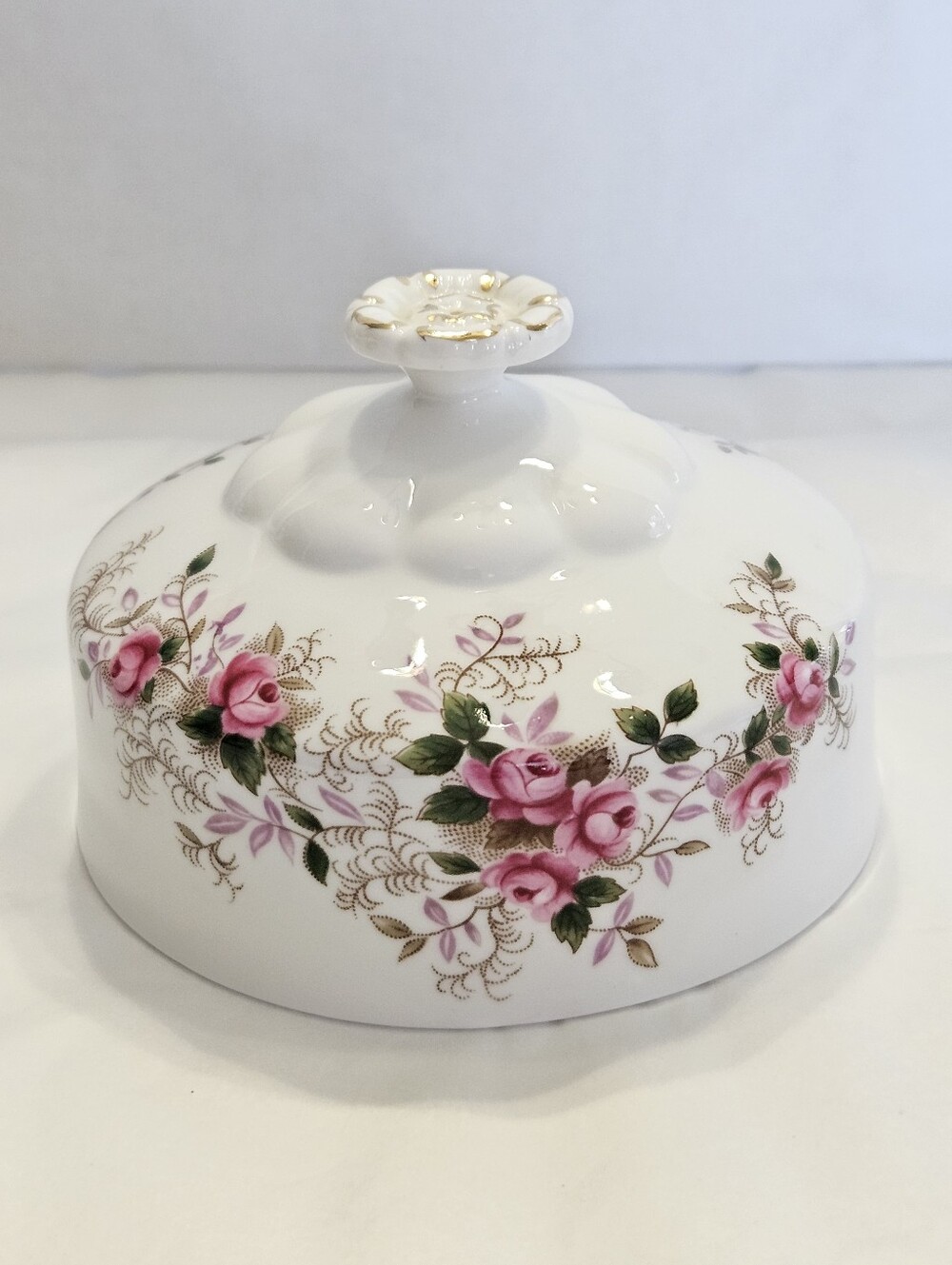 Lid ONLY - Round Butter Dish Lid "Lavender Rose" by Royal Albert.